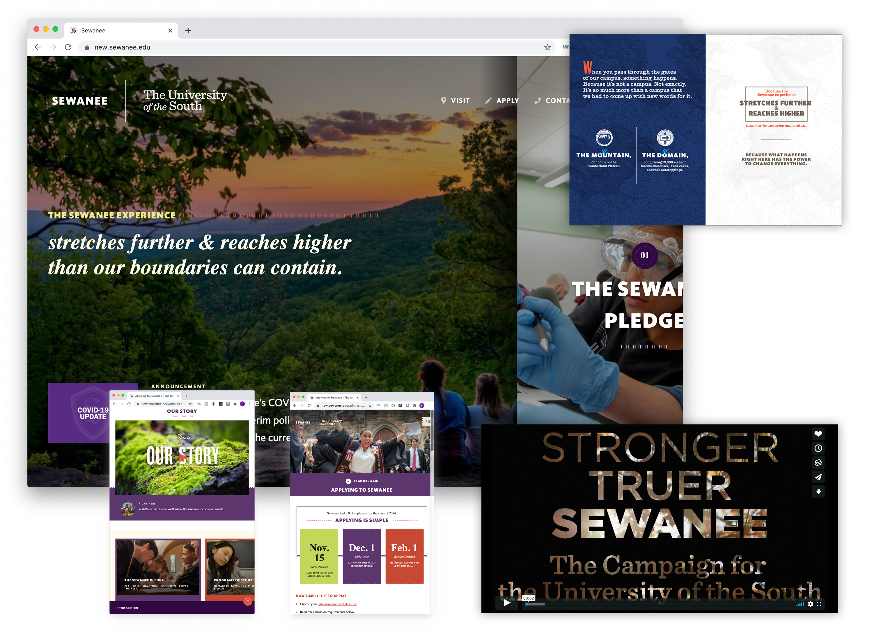 Sewanee website, print materials, and inner pages